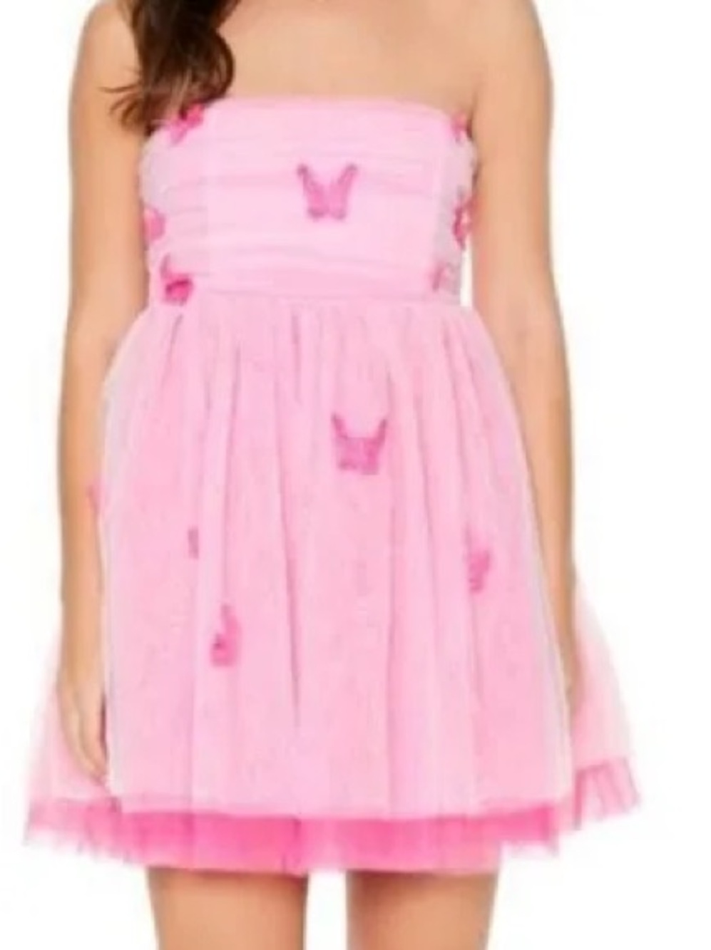 Forever 21 Pink Butterfly Tulle Strapless Party Dress